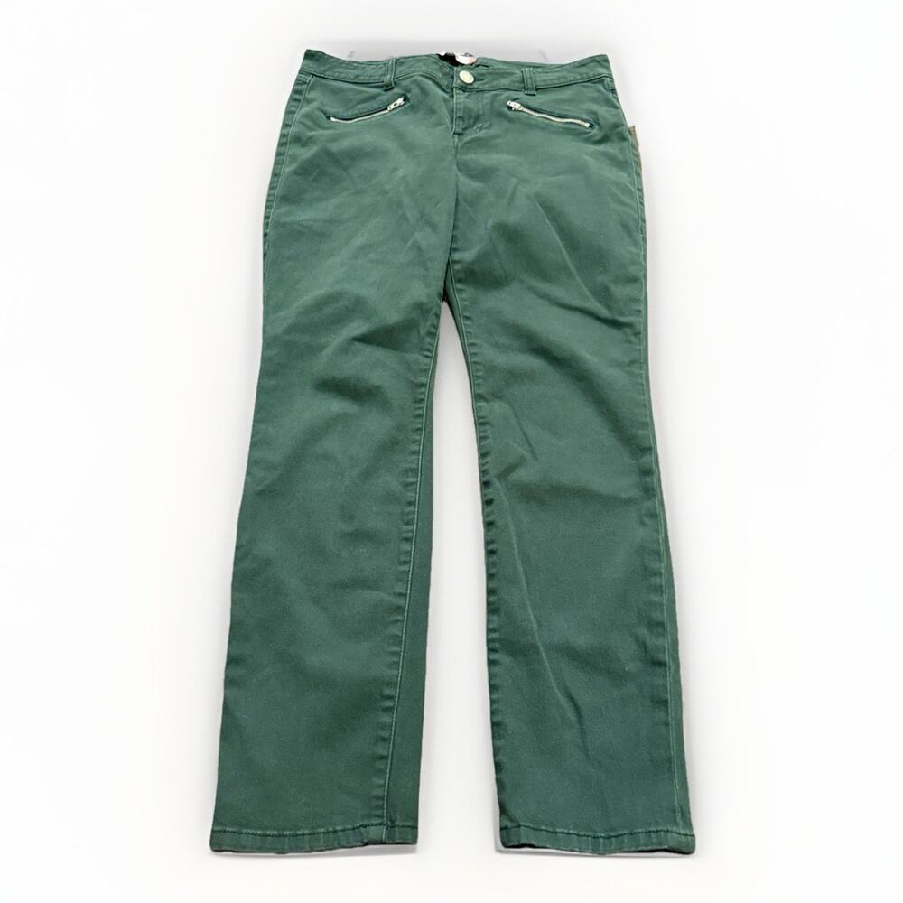 Cabi Womens Green Skinny Zip Pockets Stretched Jeans Size 10